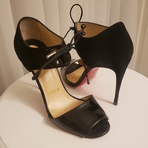 Christian Louboutin Black Mayerling Lace Up Sandals - Picture 2 of 9